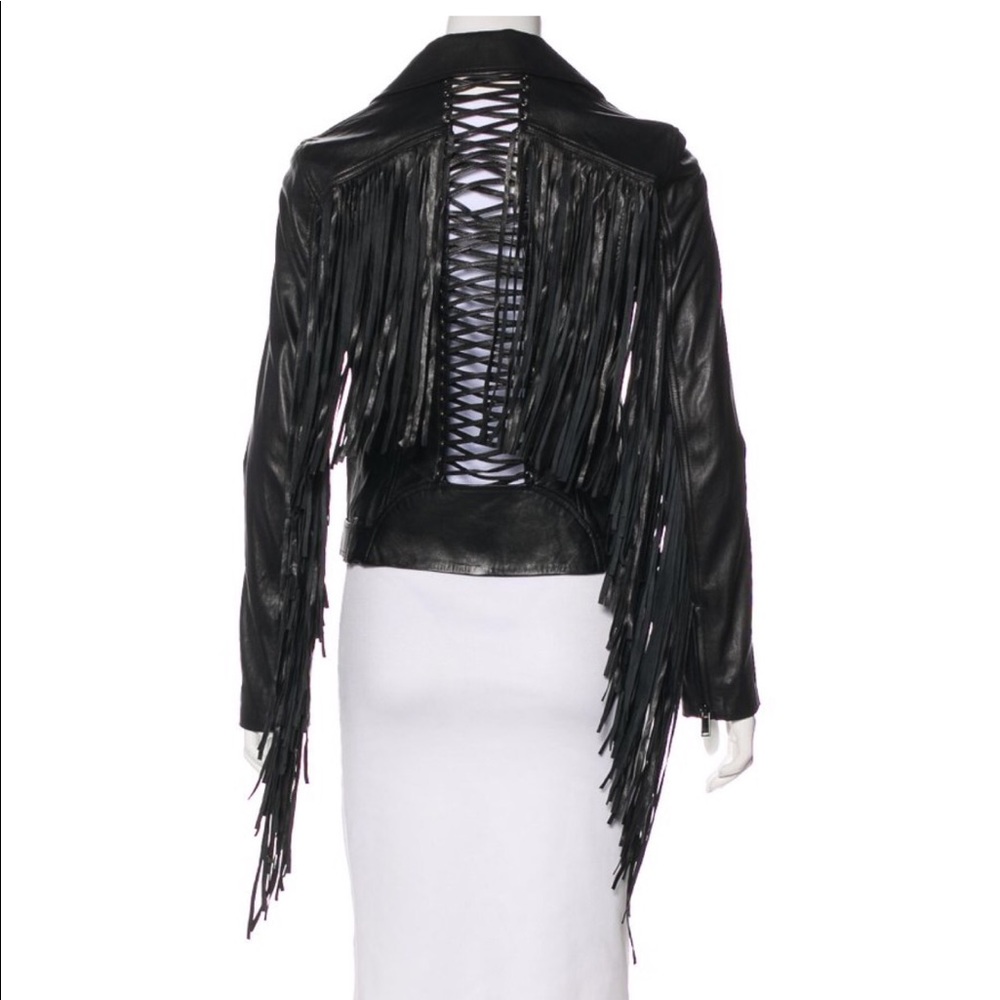 HAUTE HIPPIE Fringe Leather Jacket Size Small